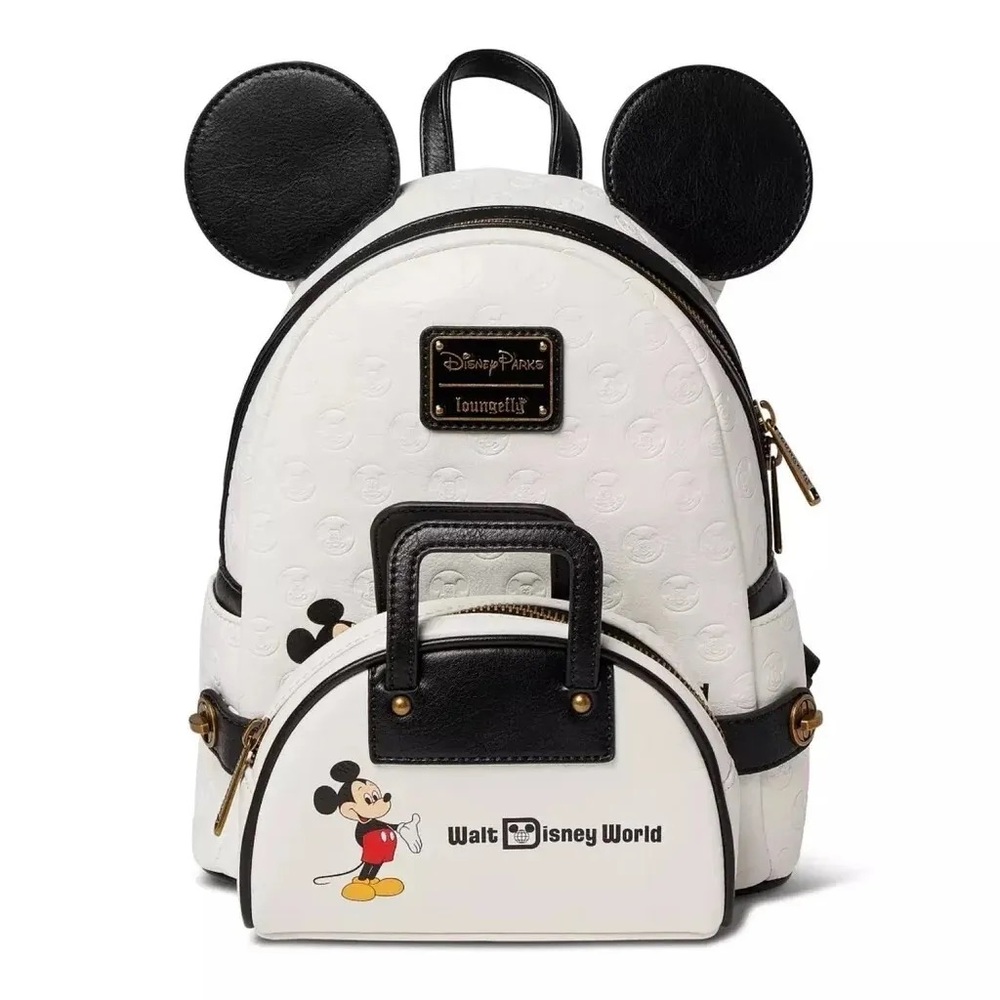 LOUNGEFLY Mickey Ears Walt Disney World Convertible Backpack with Belt &…